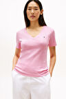 Kadın Slim Cody V-Yaka Kısa Kollu T-Shirt - Pembe | S