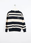 Calvin Klein Çizgili Erkek Çocuk Siyah Sweatshırt IB0IB02558BEH
