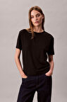 Kadın Regular Kalıp Supima Pamuklu T-Shirt - Siyah | S