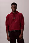 Erkek Regular Fit Monogram Logolu Kapüşonlu Sweatshirt - Bordo | M