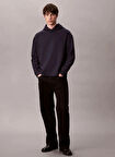 Calvin Klein Kapüşon Yaka Mavi Erkek Sweatshırt LV04LD211GCEF_LS STRETCH WOOL BLEND