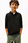 Erkek Çocuk Regular Kalıp Uzun Kollu Pike Polo Yaka T-Shirt - Siyah | 8 Yaş