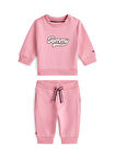 Tommy Hilfiger Baskılı Pembe Bebek Eşofman Takımı KN0KN02109THC