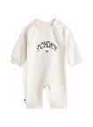 Tommy Hilfiger Leopar Desenli Regular Fit Ekru Bebek Tulum KN0KN02124YA8