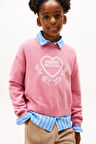 Kız Çocuk Rahat Kalıp Kalp Desenli Triko Kazak - Pembe | 10 Yaş