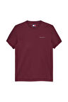 Erkek Slim Fit Bisiklet Yaka Logo Baskılı T-Shirt - Bordo | XS