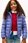 Unisex Çocuk Normal Kalıp Kapüşonlu Dolgulu Şişme Mont - Lila | 12 Yaş