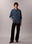 Calvin Klein Jeans Regular Fit Mavi Erkek Denim Gömlek LV04RD764G011 CLASSIC HARBOUR BLUE