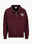 Calvin Klein Jeans Fermuarlı Yaka Bordo Erkek Sweatshırt LV04RD205GGR9 PREMIUM FLEECE LOGO F