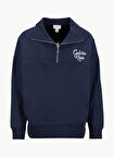 Calvin Klein Jeans Fermuarlı Yaka Lacivert Erkek Sweatshırt LV04RD205GCEF PREMIUM FLEECE LOGO F