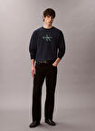 Calvin Klein Jeans Bisiklet Yaka Lacivert Erkek Sweatshırt LV04RD234GCEF LS PREMIUM TERRY MONO