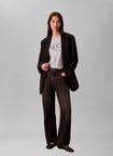 Calvin Klein Jeans Yuvarlak Yaka Baskılı Gri Kadın T-Shirt SS CLASSIC MONOLOGO METALLIC CNE