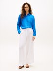 ESS LINEN RELAXED SHIRT Kadın Mavi UK Gömlek - WW0WW44679