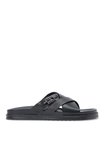 Tommy Hilfiger Siyah Erkek Deri Terlik FLAG HARDWARE LTH SANDAL