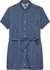TOMMY HILFIGER Kadın Marka Logolu Günlük Kullanıma Uygun Denim Mavi Elbise DW0DW22787 1A5