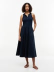 GOLD BUTTON POPLIN MIX DRESS Kadın Mavi Elbise - WW0WW49628