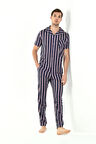 ÇİZGİLİ VİSKON 3'LÜ ERKEK PİJAMA TAKIMI
