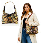 Woodycord El Yapımı Leopar Desenli Hobo Bag Omuz Çantası