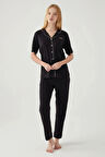 Kadın Klasik Regular Önden Düğmeli Kısa Kollu Pijama Takımı L1.PC.004.12.01.K1