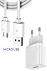 Micro Usb Girişli Tüm Akıllı Cihazlara Uyumlu Data Aktarım Kablosu Ve Adaptör Hızlı Şarj Cihazı