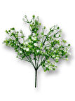 Yapay Çiçek Plastik Yeşil Beyaz Cipso Tohumcuk Demeti 5 Dallı Gelin Çiçeği Ve Aranjman Aradal Çiçeği