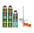 Somafix 2 Adet Somafix Tabancalı B2 Yangına Dayanıklı Poliüretan Köpük + Köpük Tabancası + Köpük Temizleyici Seti