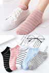 5 Çift Çizgili Renkli Kadın Çorap