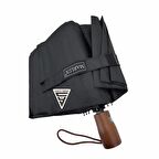 Marlux Ekose Ahşap Saplı Tam Otomatik Şemsiye Siyah