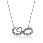 925 Ayar Gümüş Kalpli Sonsuzluk Kadın Gümüş Kolye