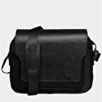 Vegan Deri Postacı Evrak ve Laptop Çanta 14 İnç Siyah