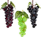 3lü Set Yapay Meyve Kırmızı Siyah Yeşil Üzüm Süs Dekoratif Meyve 15CM