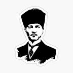Atatürk Sticker Yapıştırması Sİyah Renk 18 CM