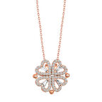 925 Ayar Gümüş Rose Kalpli Açılabilen Yonca Kadın Gümüş Kolye