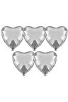 Kalp Folyo Balon 5 Adet 40 Cm 16" Inç Gümüş Renk