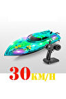 1:36 Ölçek 2.4GHz Uzaktan Kumandalı RC Sürat Teknesi 30 km/h LED Işıklı Düşük Pil Uyarı Özelliği