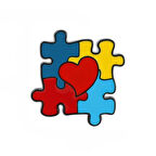Puzzle Ve Kalp Desenli Medikal Broş P0620