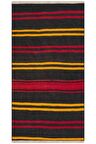 GERÇEK EL DOKUMA SARI KIRMIZI ÇİZGİLİ VİNTAGE KİLİM