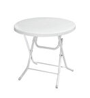 Omnipazar MT-GFM205 Rose Plastik Yuvarlak Katlanır Bahçe Balkon Masa Ø75 cm Beyaz
