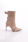 Dgn 5285 Kadın Delik Kemer Detayli Topuklu Bot