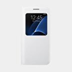 Galaxy S7 ile Uyumlu S View Cover Kılıf Beyaz EF-CG930PWEGWW