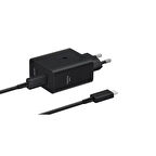 Samsung EP-T5020X 50W Type-C Çift Çıkışlı Kablolu Hızlı Şarj Adaptörü Siyah Samsung Türkiye Garantili 