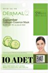 DERMAL 10 ADET Salatalık Özlü Kolajen Yüz Maskesi I Nemlendirici ve Pürüzsüzleştirici 