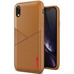 VRS iPhone XR Leather Fit Label Kılıf Brown