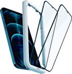 Spigen Apple iPhone 12 Pro Max Cam Ekran Koruyucu Kolay Kurulum GLAS.tR AlignMaster Full Cover (2 Adet) Black - AGL01792