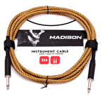 Madison Örgülü Kumaş Gitar Kablosu 3 Metre- SARI ÇİZGİLİ