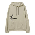 Basketball  Baskılı Krem Hoodie