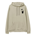 Cocktail  Baskılı Krem Hoodie
