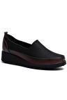 K152509 Bordo Siyah Dolgu Taban Kadın Ayakkabı