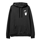 Cocktail  Baskılı Siyah Hoodie