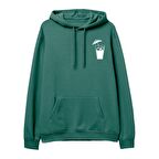 Cocktail  Baskılı Yeşil Hoodie